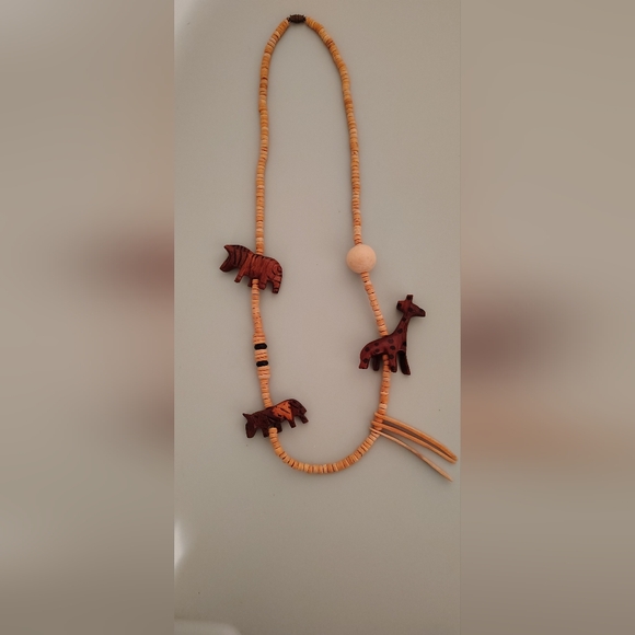 Vintage Wooden Animal Bead Necklace - Picture 1 of 6